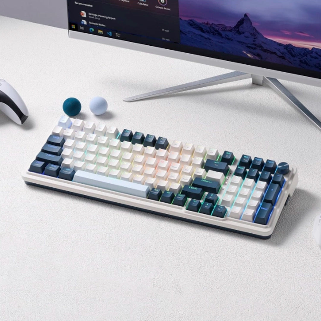Teclado Gamer Mecánico Redragon EISA K686 Pro, Inalámbrico, RGB, Color Blanco/Azul, DEMO - Achorao