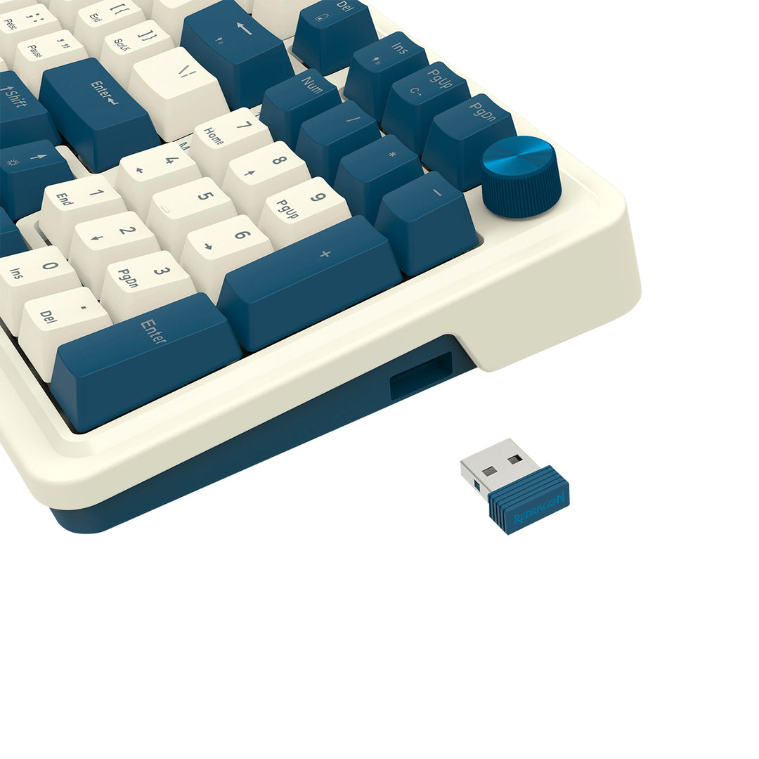Teclado Gamer Mecánico Redragon EISA K686 Pro, Inalámbrico, RGB, Color Blanco/Azul, DEMO - Achorao