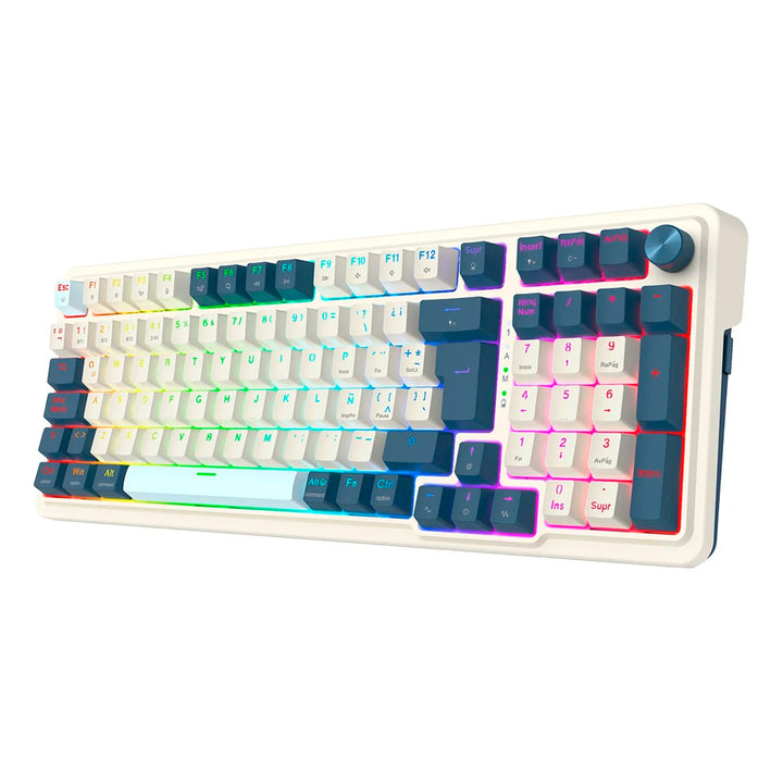 Teclado Gamer Mecánico Redragon EISA K686 Pro, Inalámbrico, RGB, Color Blanco/Azul, DEMO - Achorao