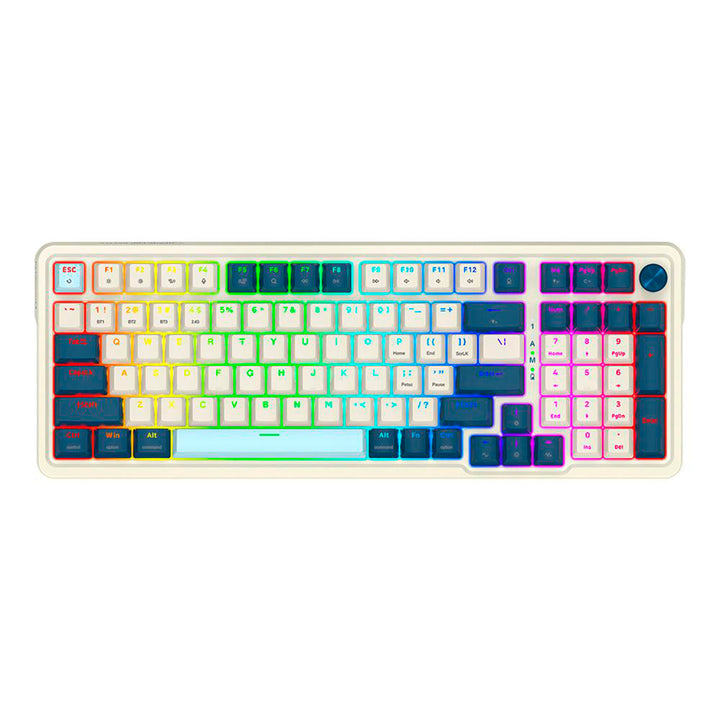 Teclado Gamer Mecánico Redragon EISA K686 Pro, Inalámbrico, RGB, Color Blanco/Azul, DEMO - Achorao