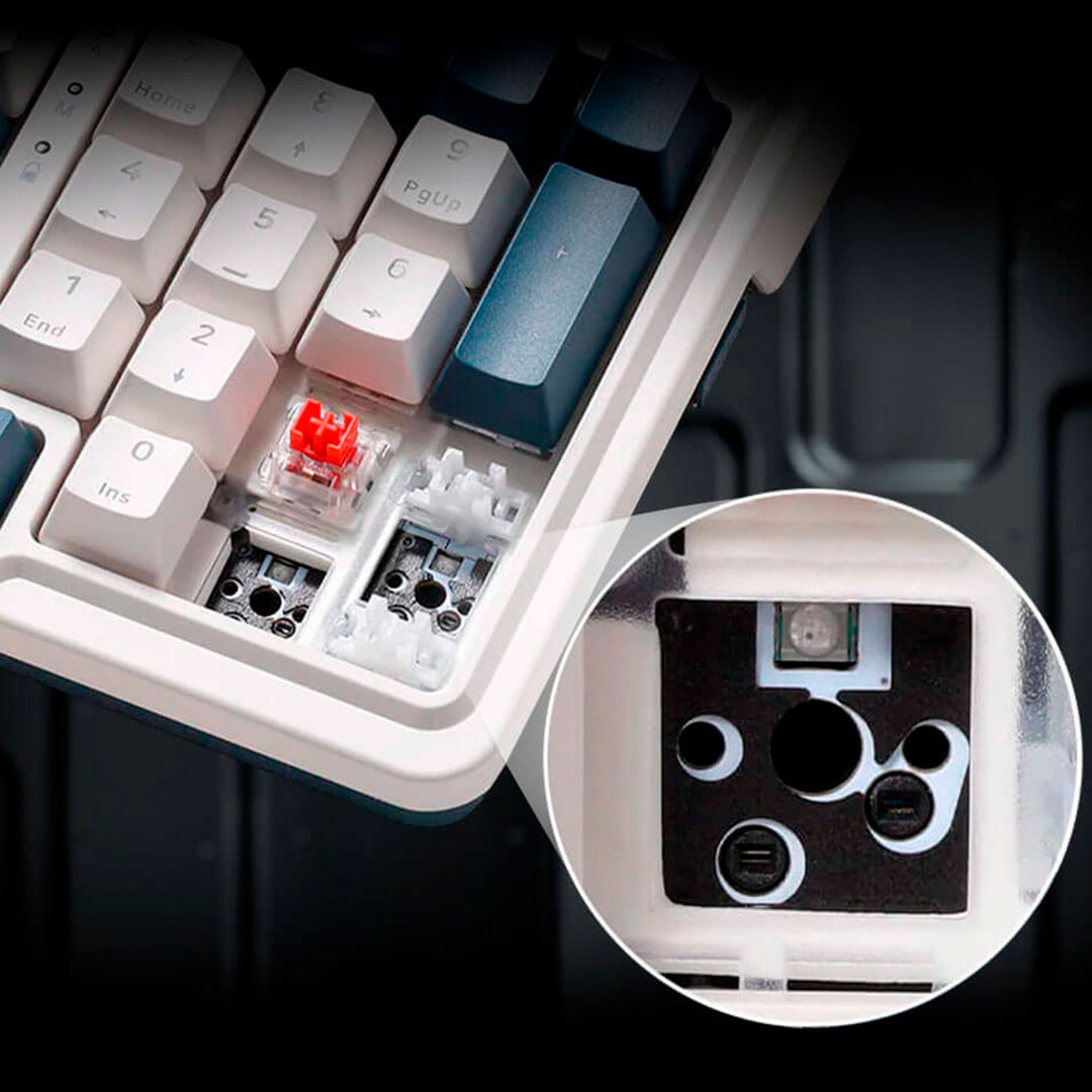 Teclado Gamer Mecánico Redragon EISA K686 Pro, Inalámbrico, RGB, Color Blanco/Azul, DEMO - Achorao
