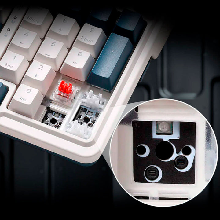 Teclado Gamer Mecánico Redragon EISA K686 Pro, Inalámbrico, RGB, Color Blanco/Azul, DEMO - Achorao