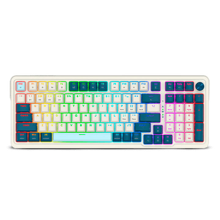 Teclado Gamer Mecánico Redragon EISA K686 Pro, Inalámbrico, RGB, Color Blanco/Azul, DEMO - Achorao