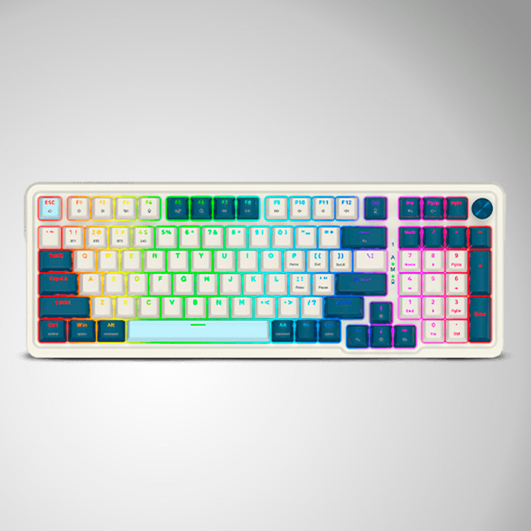 Teclado Gamer Mecánico Redragon EISA K686 Pro, Inalámbrico, RGB, Color Blanco/Azul, DEMO - Achorao