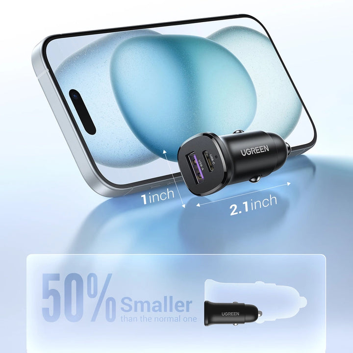 Cargador para autos UGREEN 30W 2-Port Fast Car Charger 25845 EC305