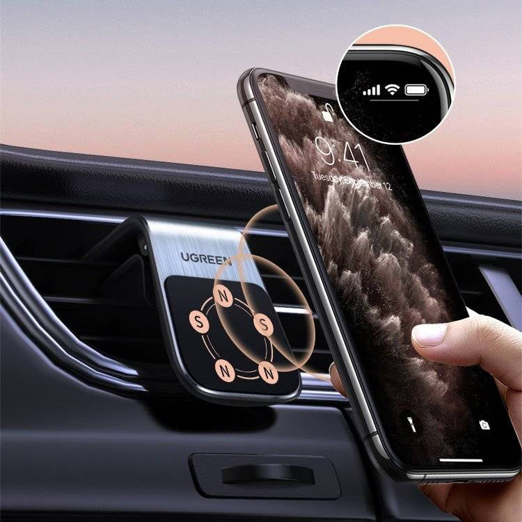 Soporte magnético Ugreen para rejilla de ventilación de carro, plateado (LP290) - Achorao