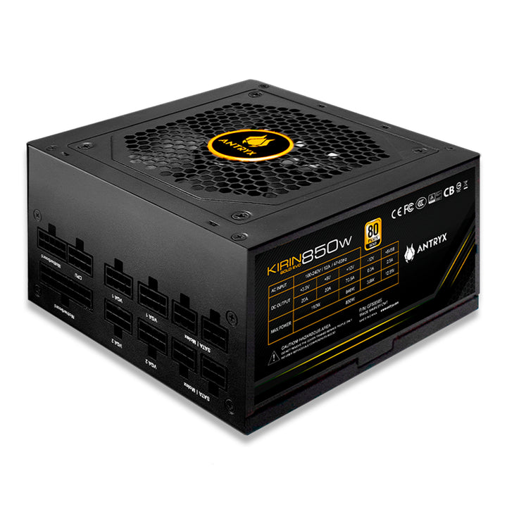Fuente de poder Antryx Kirin Gold Evo, 850 W, 80 Plus Gold, modular, ATX 3.1, PCIe 5.0 - Achorao
