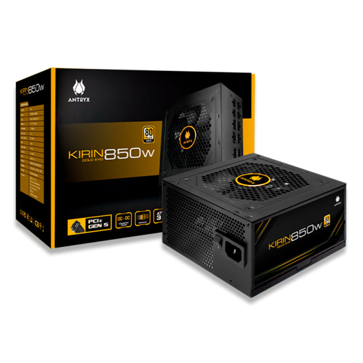 Fuente de poder Antryx Kirin Gold Evo, 850 W, 80 Plus Gold, modular, ATX 3.1, PCIe 5.0 - Achorao