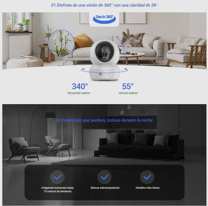 Camara de Seguridad Inteligente Ezviz H6c pro 2K+Interior  4MP - Lente 4MM - Achorao
