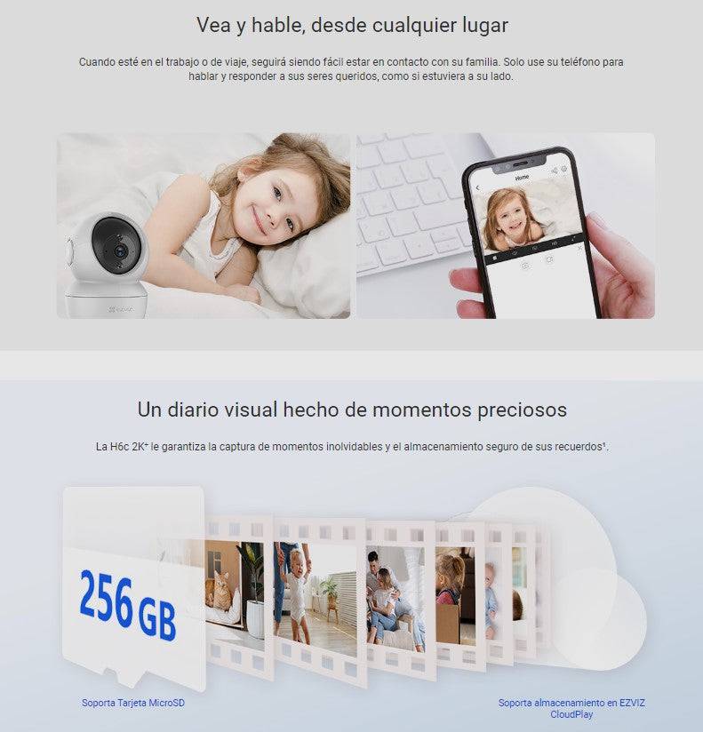 Camara de Seguridad Inteligente Ezviz H6c pro 2K+Interior  4MP - Lente 4MM - Achorao