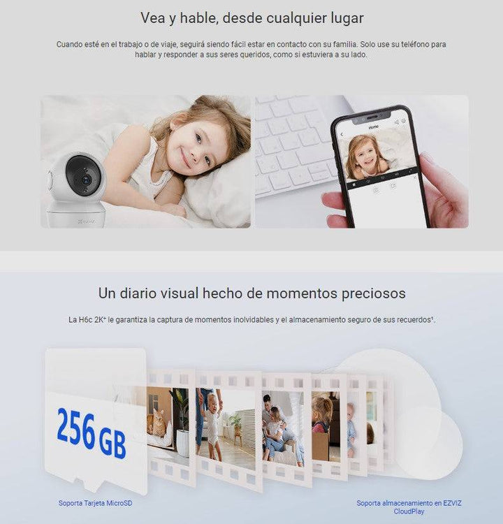 Camara de Seguridad Inteligente Ezviz H6c pro 2K+Interior  4MP - Lente 4MM - Achorao
