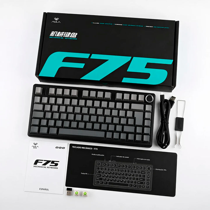Teclado mecánico gamer Aula F75, inalámbrico, RGB, Español, Reaper Switch