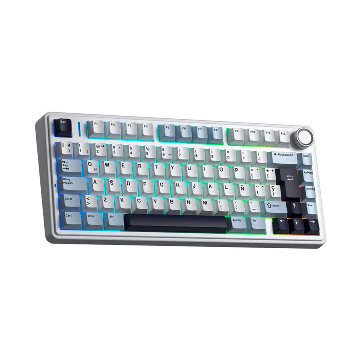 Teclado gamer Aula F75 Rainbow Cableado Ingles Blue/white/dark purple-pink switch DEMO