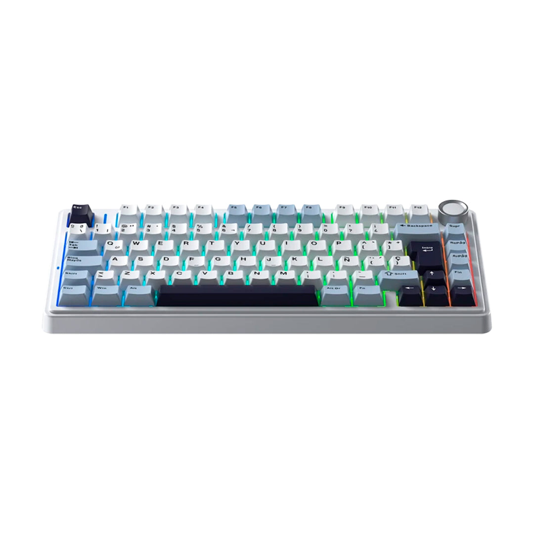 Teclado gamer Aula F75 Rainbow Cableado Ingles Blue/white/dark purple-pink switch DEMO