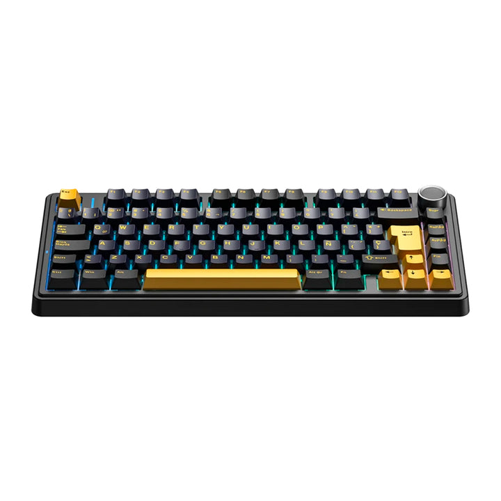 Teclado mecánico gamer Aula F75, inalámbrico, Español, RGB, Reaper Switch Black/Yellow DEMO
