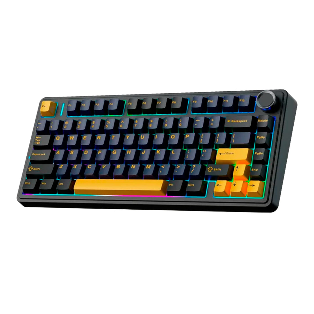 Teclado Aula F75 Rainbow Cableado Inglés BLACK/YELLOW - PINK SWITCH - Achorao