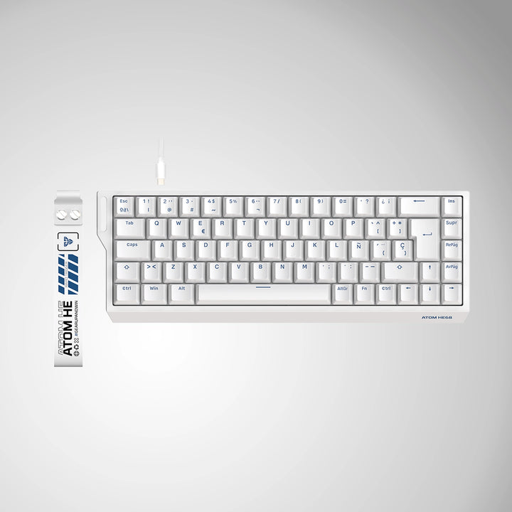 Teclado mecánico gamer Fantech ATOM HE68 MK811 español, cableado y blanco
