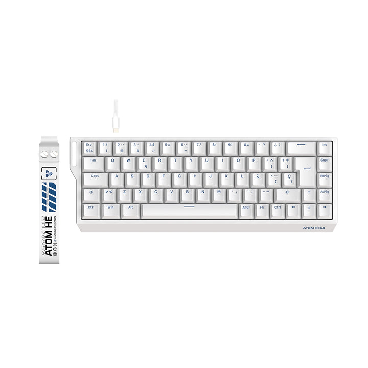 Teclado mecánico gamer Fantech ATOM HE68 MK811 cableado, distribución en español, color blanco