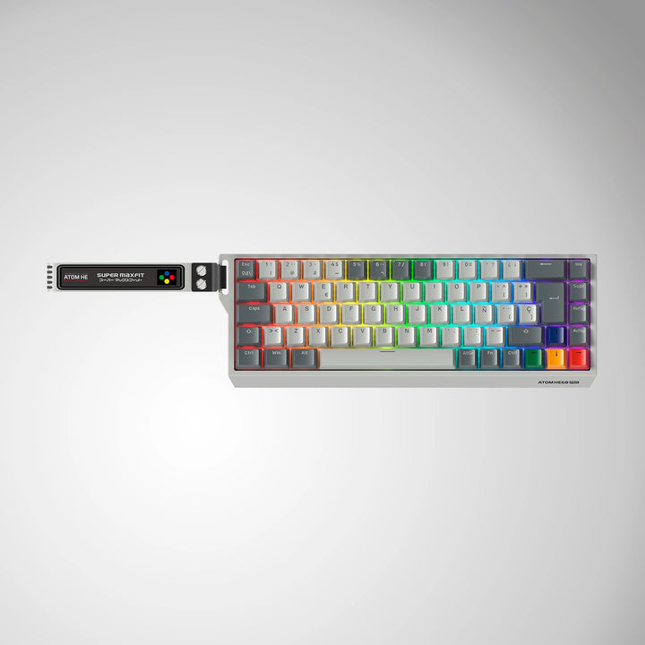 Teclado mecánico gamer Fantech ATOM HE68 PRO MK922 blanco, inalámbrico, 65% con distribución española