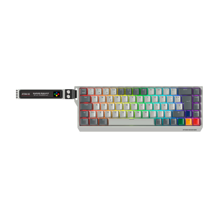 Teclado mecánico inalámbrico Fantech ATOM HE68 PRO MK922 Hall Effect 65% en español, blanco