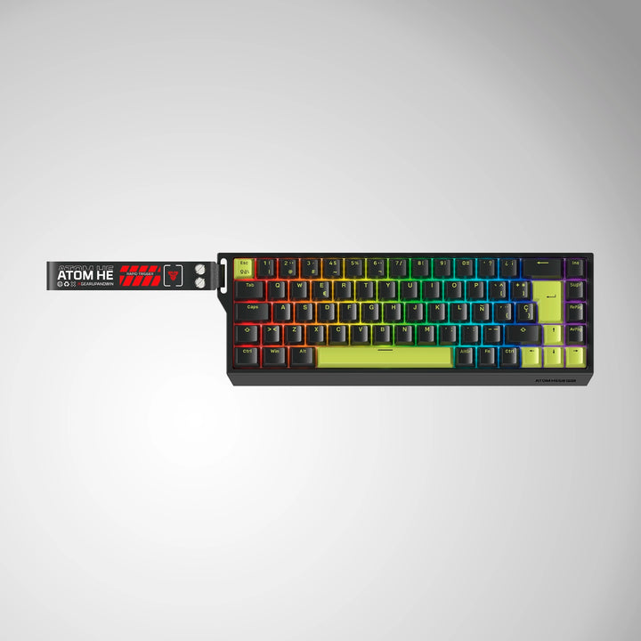 Teclado mecánico inalámbrico Fantech ATOM HE68 PRO MK922 negro, formato 65% con distribución española