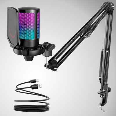 Micrófono Fifine A6T con Soporte de Brazo -RGB para PS4/PS5 PC - Achorao