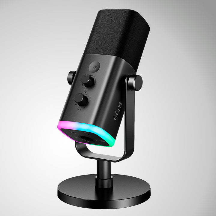 Micrófono dinámico FIFINE AM8 WHITE con RGB Touch-mute, Controles de E/S, Monitoreo en Vivo para Streaming - Achorao