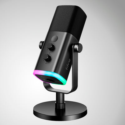 Micrófono dinámico FIFINE AM8 WHITE con RGB Touch-mute, Controles de E/S, Monitoreo en Vivo para Streaming - Achorao