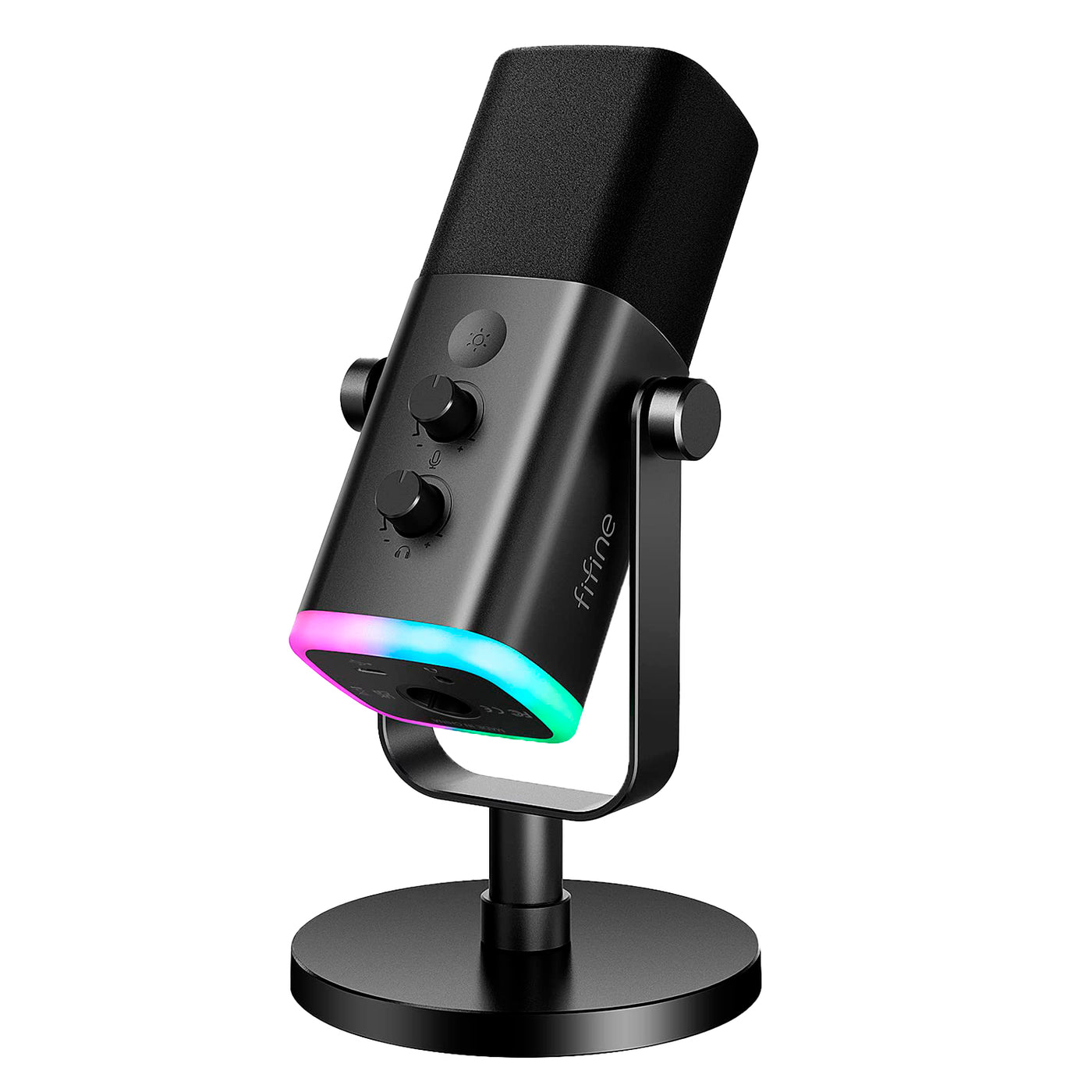 Micrófono dinámico FIFINE AM8 WHITE con RGB Touch-mute, Controles de E/S, Monitoreo en Vivo para Streaming - Achorao