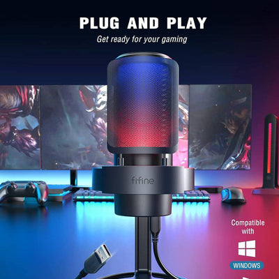 Microfono Fifine A8 Black Mac/PS4/PS5, con control RGB, silencio táctil - Achorao