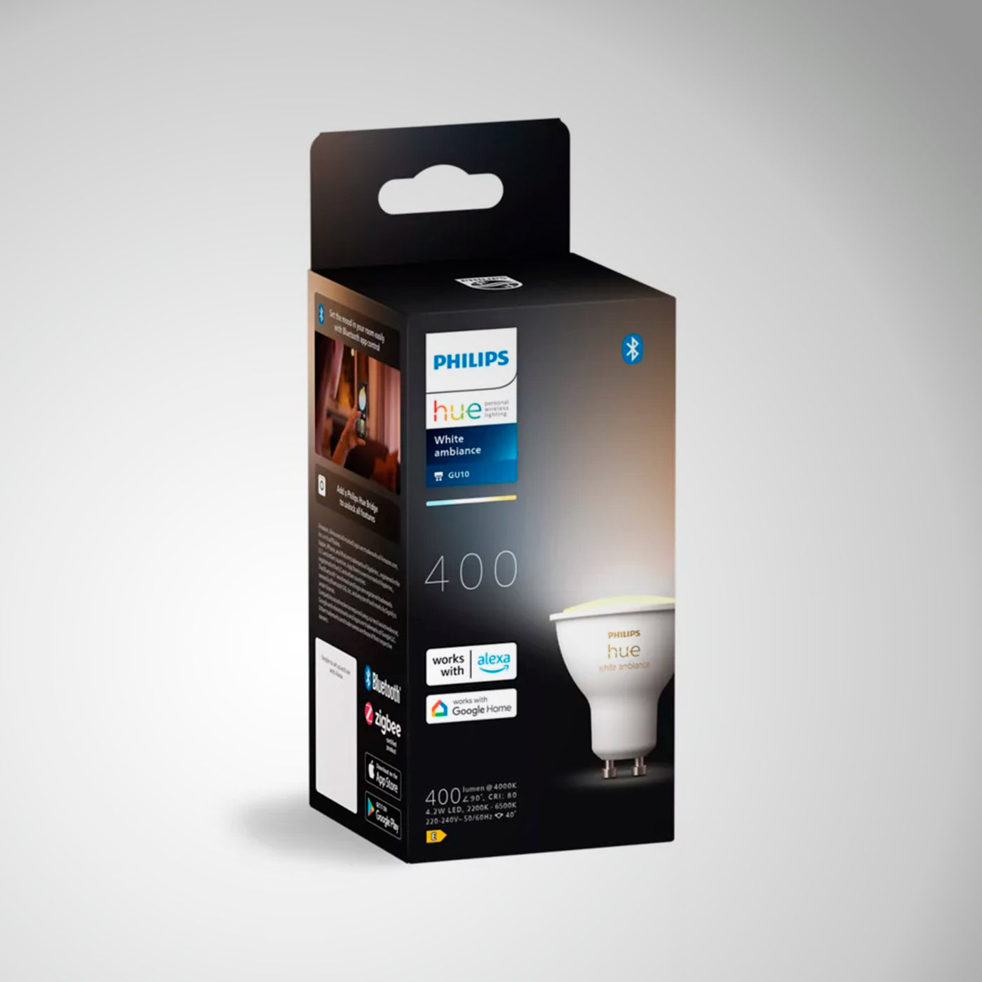 Foco Inteligente Philips Hue WCA 4.2W GU10 400 1P EU Luz Blanca (White ambiance) - Achorao