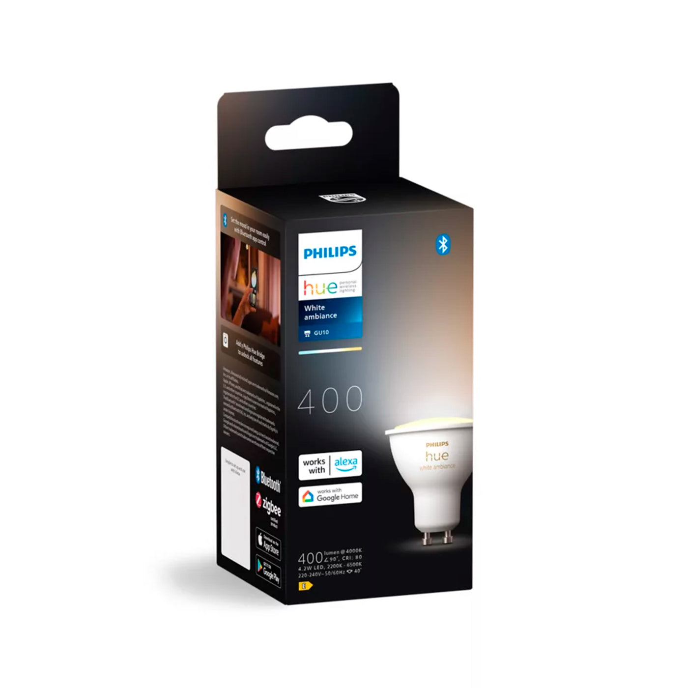 Foco Inteligente Philips Hue WCA 4.2W GU10 400 1P EU Luz Blanca (White ambiance) - Achorao
