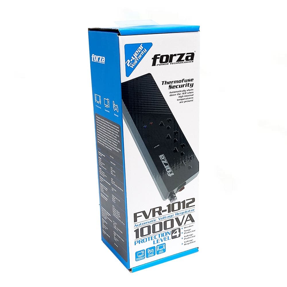 Estabilizador Automático Forza 4 Tomas - FVR-1012 - Capacidad 1000VA / 500W - Achorao