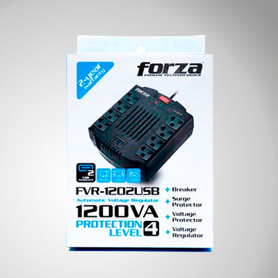 Estabilizador Automático Forza 8 Tomas - FVR-1202USB - Capacidad 1200VA / 600W - Achorao