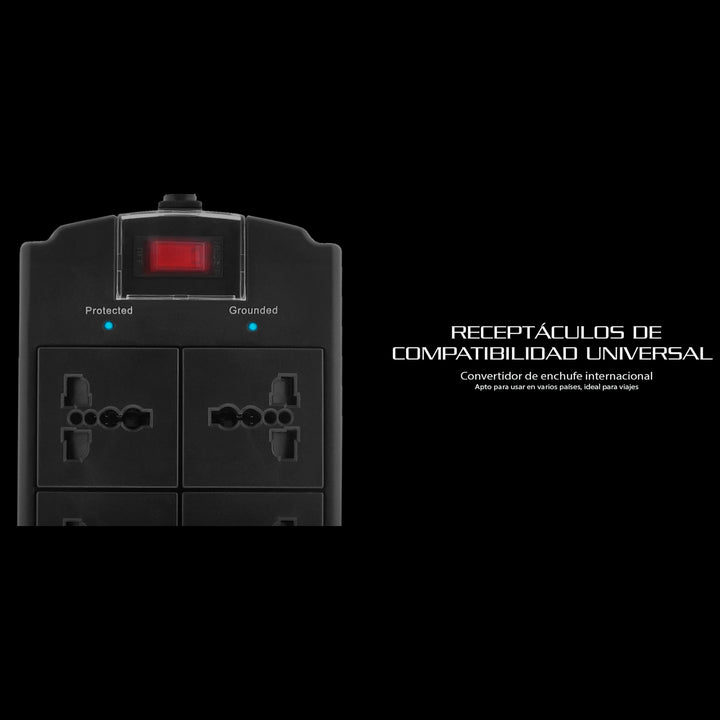 Supresor de Picos Forza 6 Tomas - FSP-06MN - Capacidad 1800W - Compatibilidad Universal - Achorao