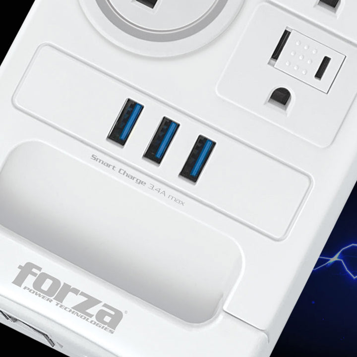 Supresor de picos Forza FSP-1011USBW, 1750w, RJ45 &amp; COAXIAL-120V/240V - Achorao