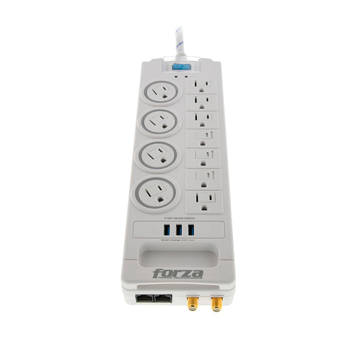 Supresor de picos Forza FSP-1011USBW, 1750w, RJ45 &amp; COAXIAL-120V/240V - Achorao