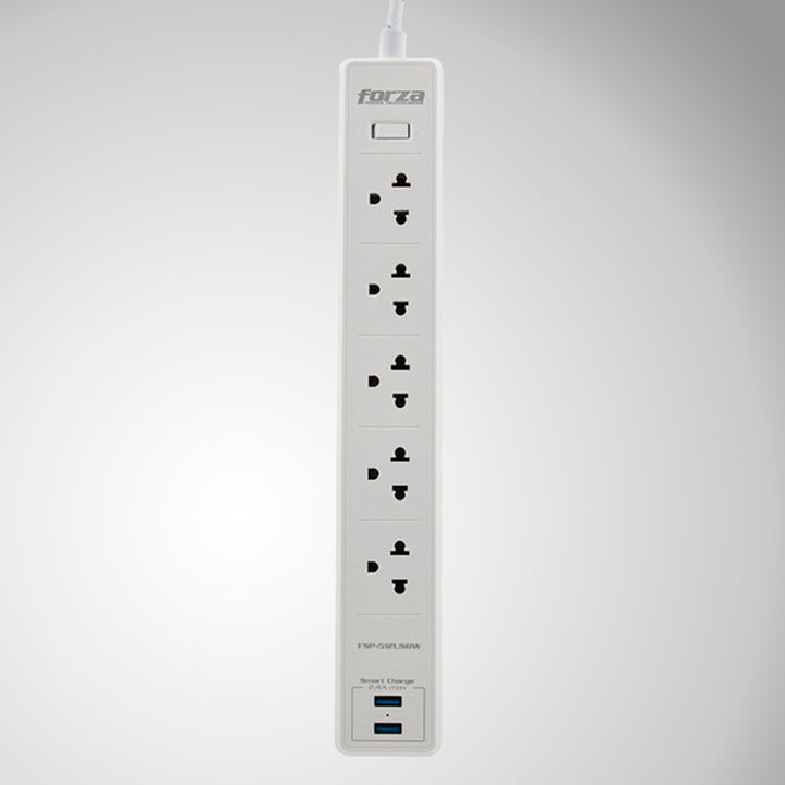 Supresor de picos Forza FSP-512USBW. 1540w usb/120v-240v Blanco - Achorao