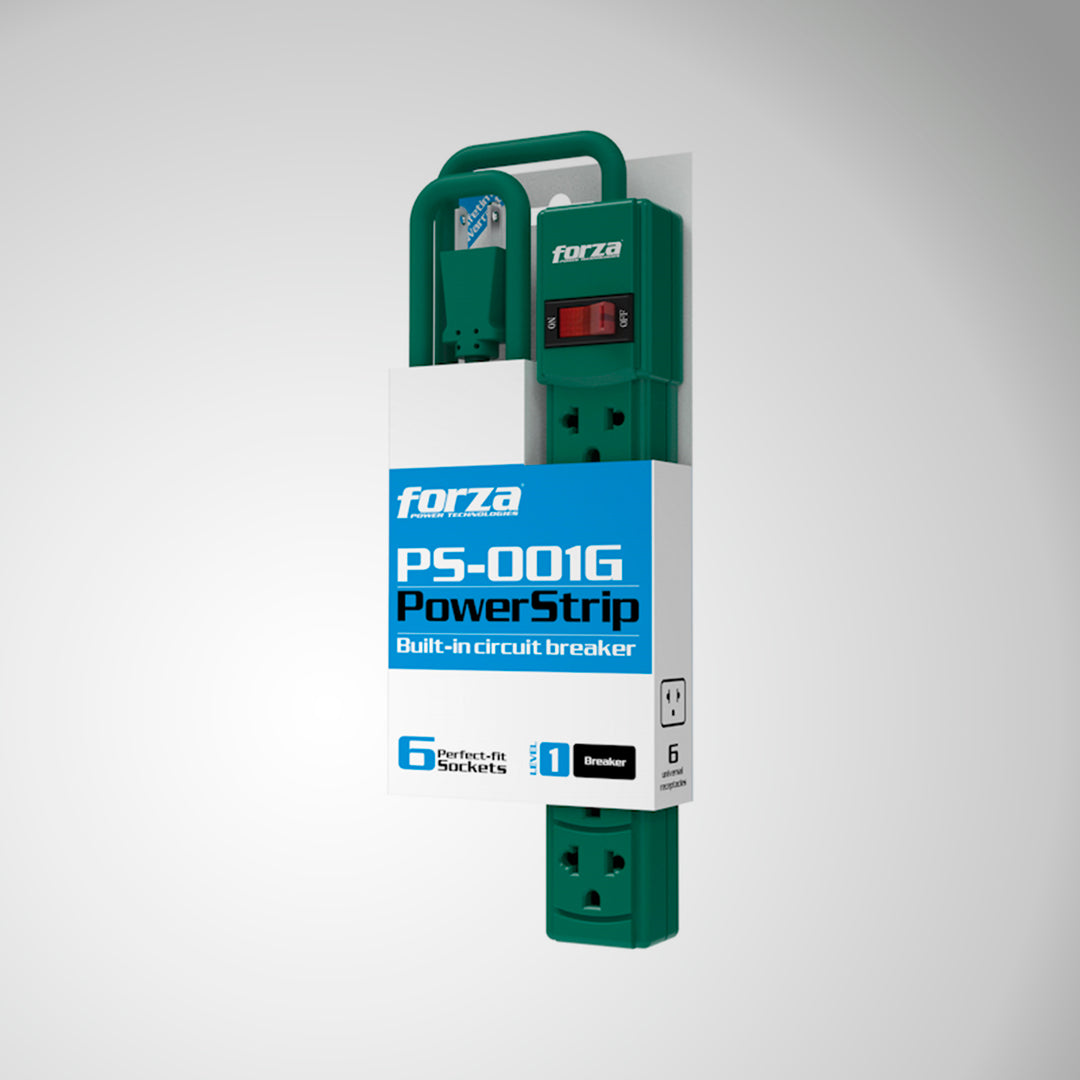 Supresor de pico Forza PS-001G 110/220v 6 univ NEMA Breaker, Green