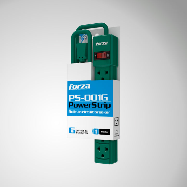 Supresor de pico Forza PS-001G 110/220v 6 univ NEMA Breaker, Green