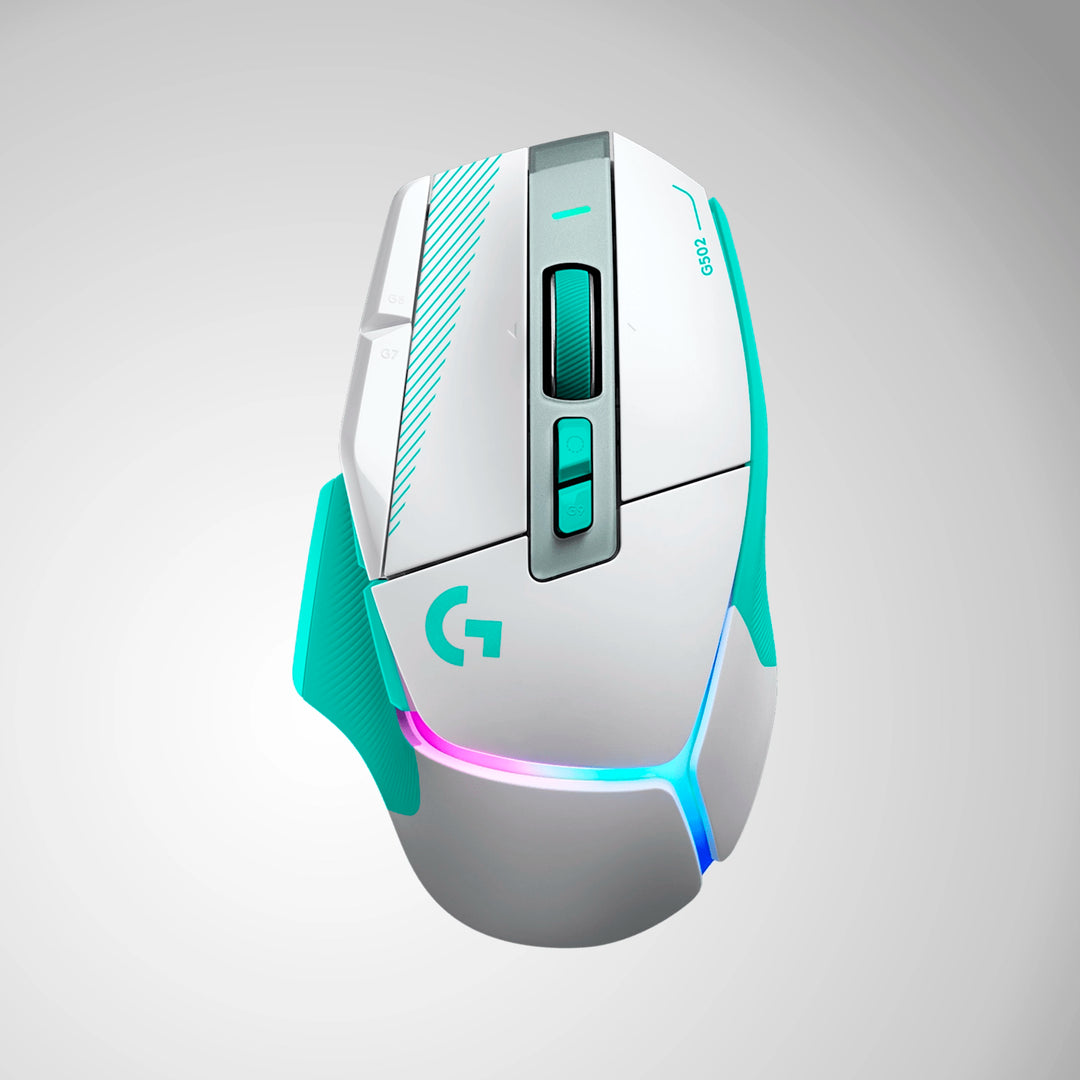 Mouse gamer inalámbrico Logitech G502 X Plus blanco, RGB y sensor de 25K DPI vista frontal