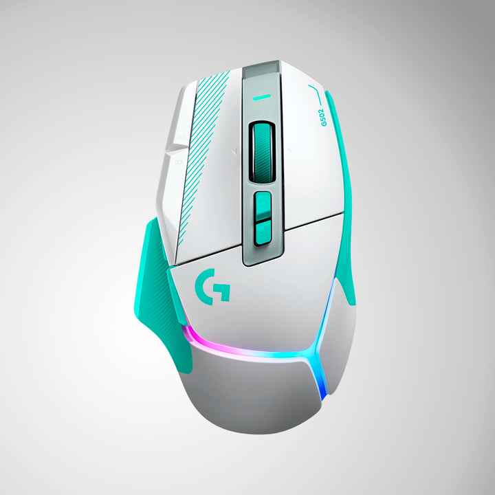 Mouse gamer inalámbrico Logitech G502 X Plus blanco, RGB y sensor de 25K DPI vista frontal