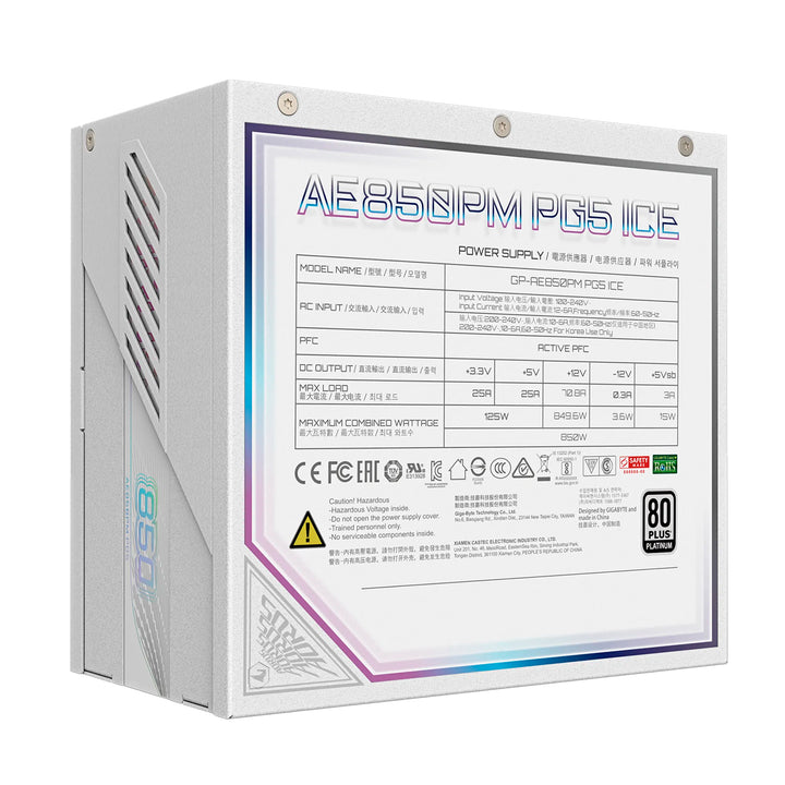 Fuente de poder Gigabyte GP-AE850PM PG5, 850W, 80 PLUS Platinium - Achorao