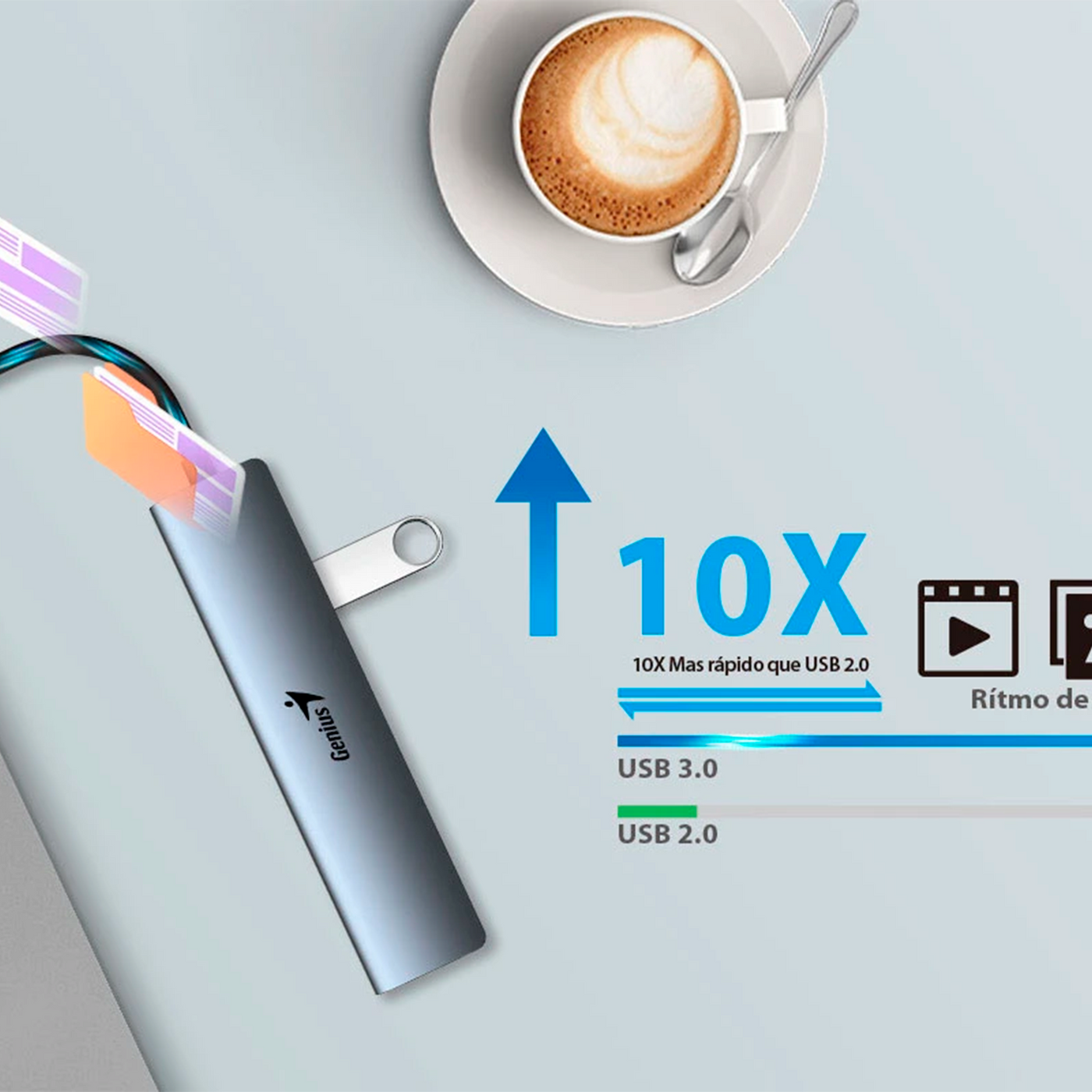 Adaptador Hub  usb-c Genius uh-545 gigabit ethernet 1-usb-c 3-usb-A - Achorao