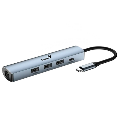 Adaptador Hub  usb-c Genius uh-545 gigabit ethernet 1-usb-c 3-usb-A - Achorao