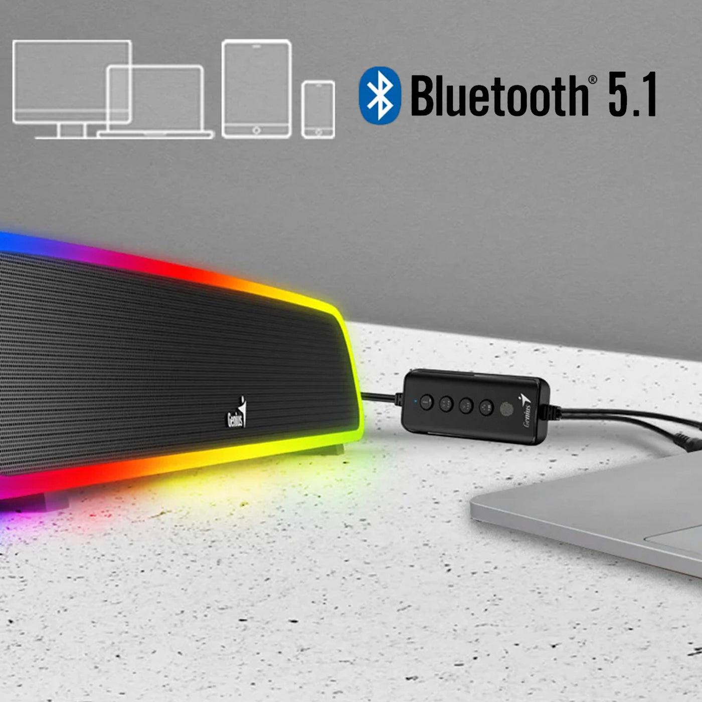 Parlante Genius Sound Bar 200BT 4W RGB BT Black - Achorao