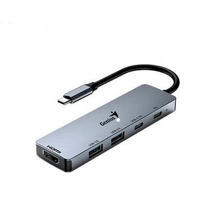 ADAPTADOR HUB USB-C GENIUS UH-500 2 USB-A 3.0 / 1 USB-C / 1 HDMI 4K POWER DELIVERY 100W SILVER - Achorao