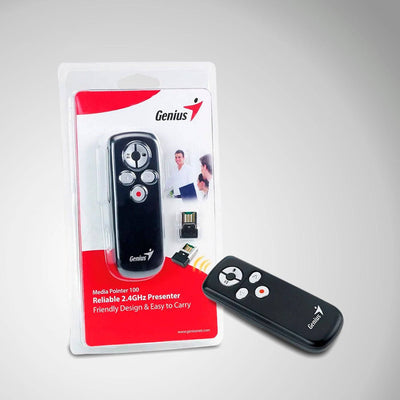 PRESENTADOR GENIUS C/PUNTERO MEDIA POINTER 100 RUN CARD NEGRO - Achorao