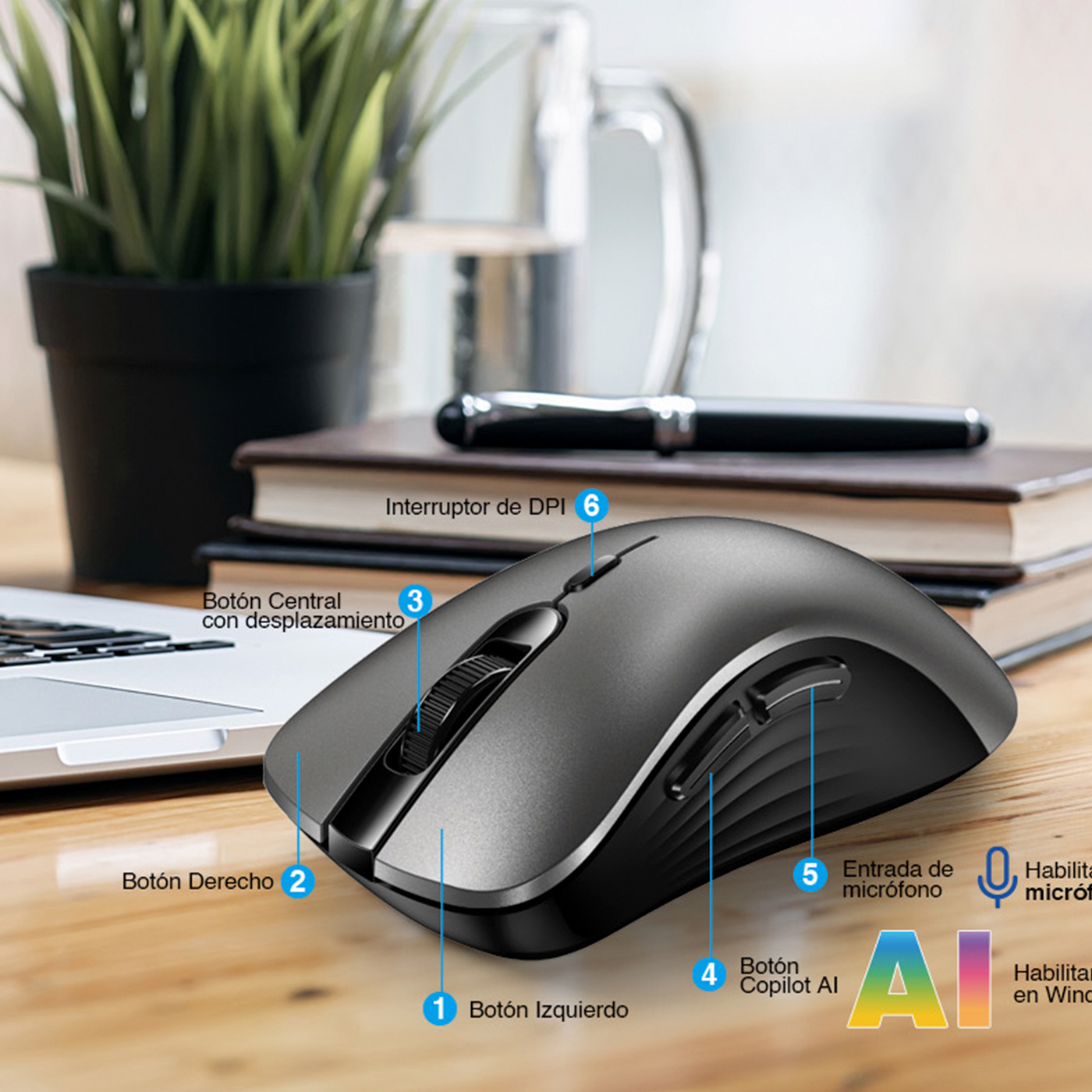 Mouse Genius Ergo 8100S AI Copilot Wireless 6 Botones ergonomico - Achorao