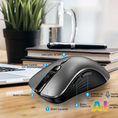 Mouse Genius Ergo 8100S AI Copilot Wireless 6 Botones ergonomico - Achorao